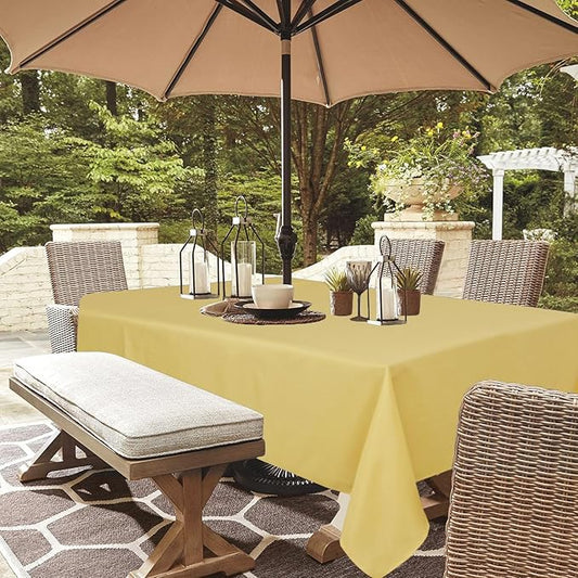 Outdoor Tablecloth Wrinkle-Free Stain Resistant Waterproof Polyester Fabric Table Cover with Zipper Umbrella Hole for Picnic/Party/Dinner/Patio Garden(60×84inch,Zippered,Yellow)