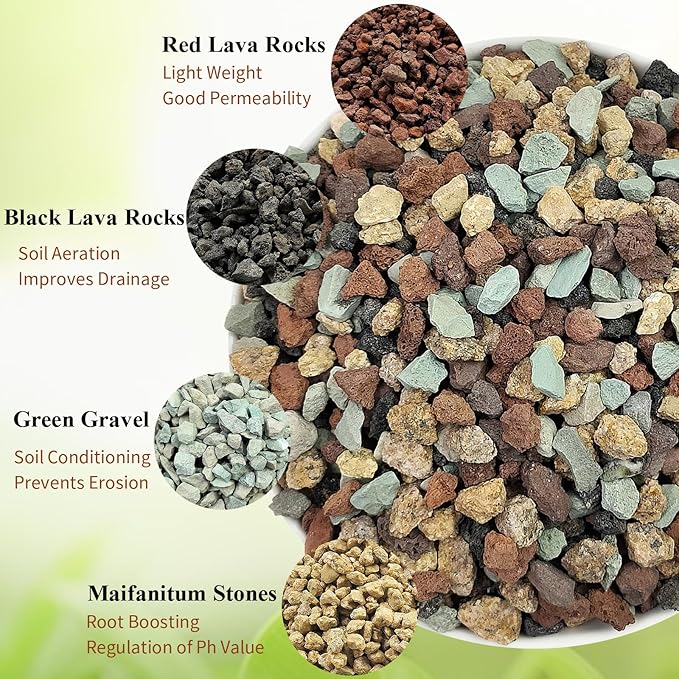 FANTIAN 2 lbs Mix Horticultural Succulent Soil,1/4 Inch Pumice Gravel. Decorative Pebbles Lava Rock for Cactus, Bonsai, Orchid, Indoor Plants of Drainage, Ventilation and Root Growth
