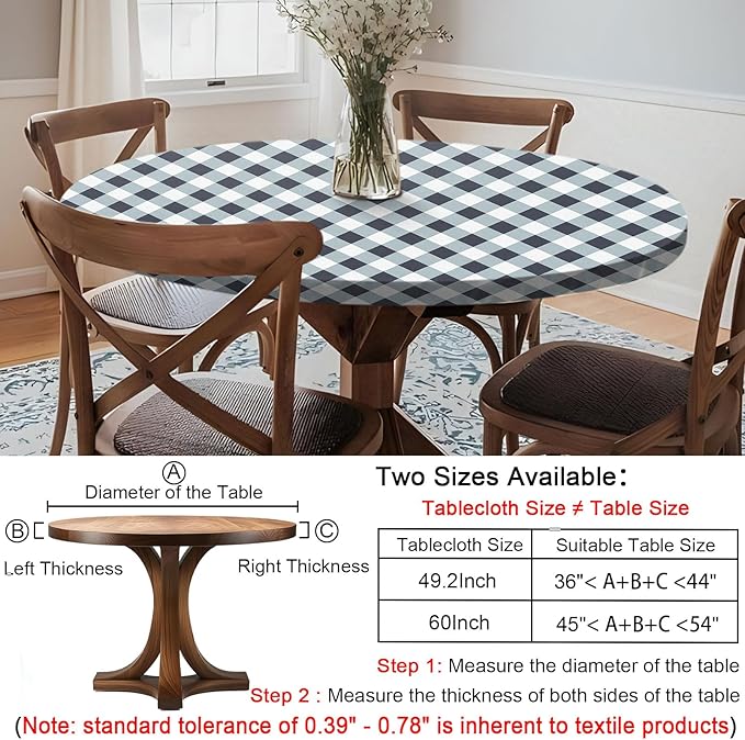 Fitted Round Tableclothes Drawstring Water Proof Table Cloth Polyester Indoor Outdoor Circular Covers for 36-44in Table New Apartment Home House Needs Gift Campers Patio Picnic Camping Finds