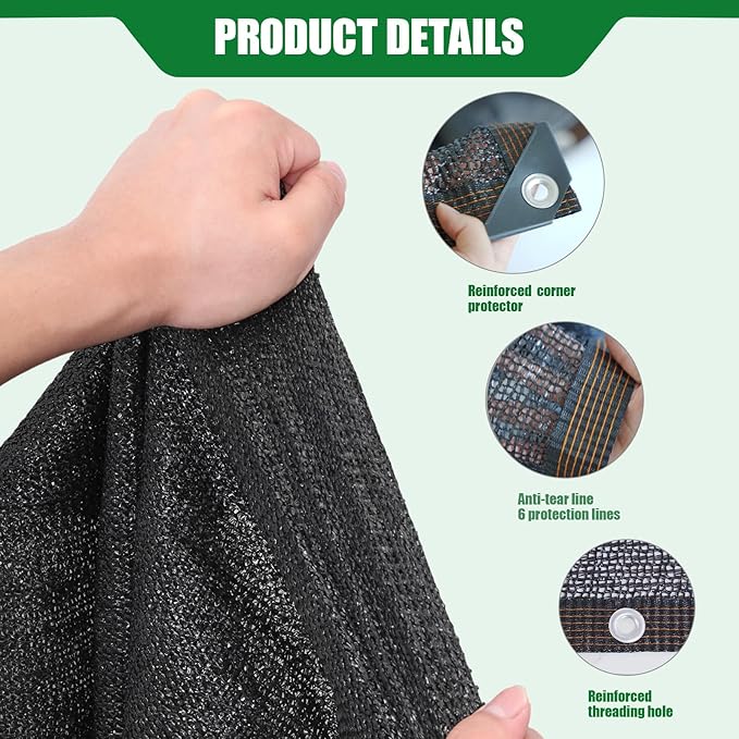 Shade Cloth for Garden 10x20ft, 40% Sunblock Mesh Tarp & Outdoor Sun Shade with Grommets, Sun Shade Outdoor Cover, Plant Covers Freeze Protection for Greenhouse, Kennel, Lawn, Patio