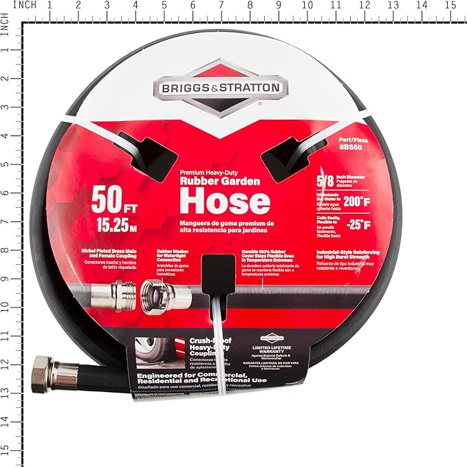 Briggs and Stratton 8BS50 50-Foot Premium Heavy-Duty Rubber Garden Hose