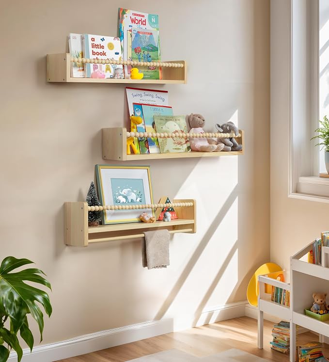Maxpeuvon Wood Nursery Floating Shelves Cloud Shape Set of 2