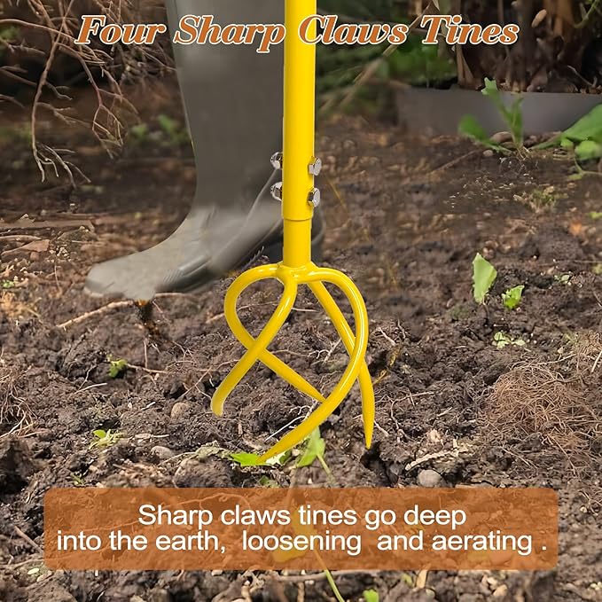 BARAYSTUS Garden Hand Tiller Garden Claw Twist Tiller Cultivator Tiller Soil Loosener Lawn Aerator Areator Loosen, Rototiller, Garden Bed and Plant Box Cultivator, Garden Tools.