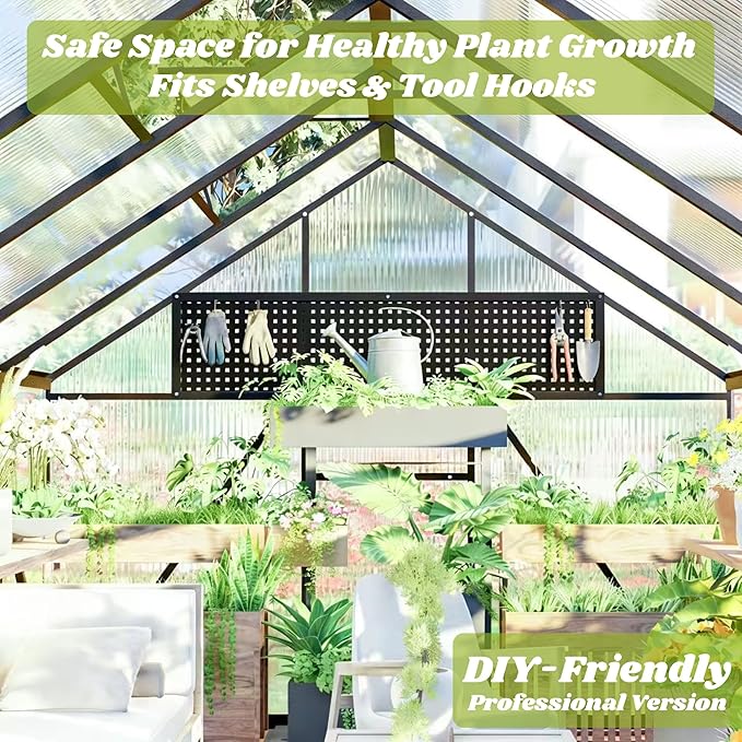 8x12 FT Greenhouses for Outdoors, Polycarbonate Greenhouse with PC Panels, Greenhouses for Outdoors for Yard, Garden, Hobby, Dark Gray