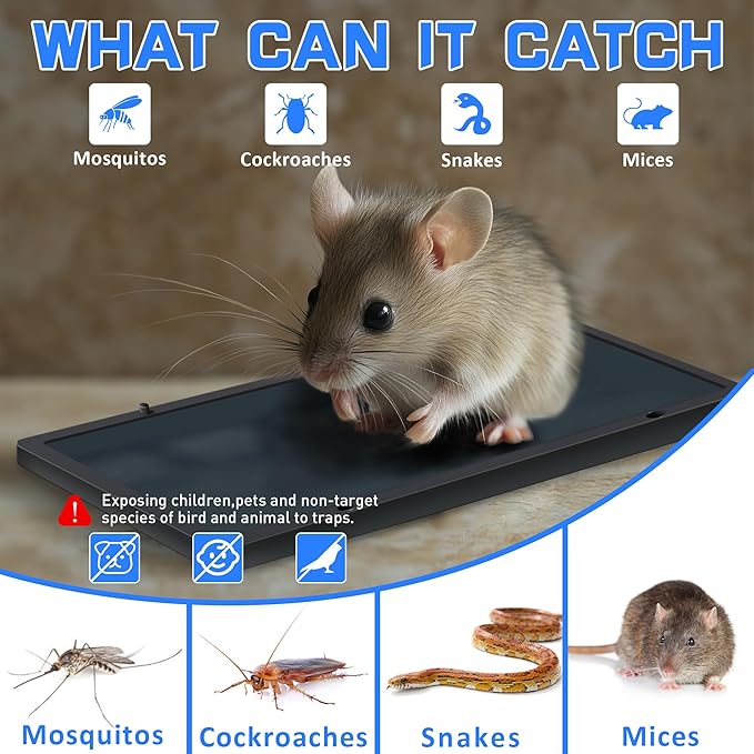 Landisun Mouse Rat Snake Traps Large Bulk Glue Traps for Home, Adhesive Plastic Tray for Inside House, Snake, Mice, Spider Catcher, Pest Control for House Garage
