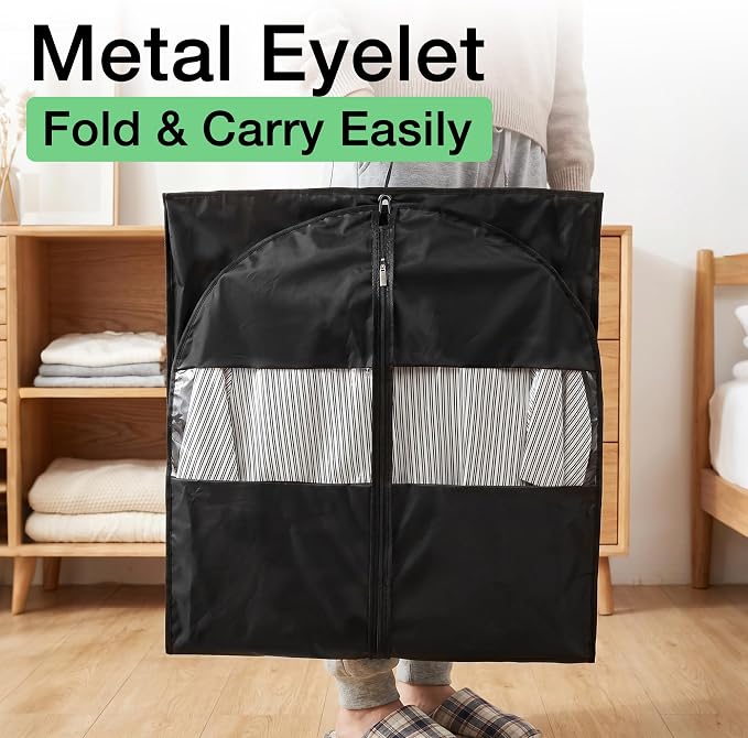 Dress Bags for Gowns, 65" Long Garment Bags for Hanging Clothes, 3-Pack Foldable Dress Cover with Clear Window for Women's Coats, Formal Gowns, and Evening Dresses