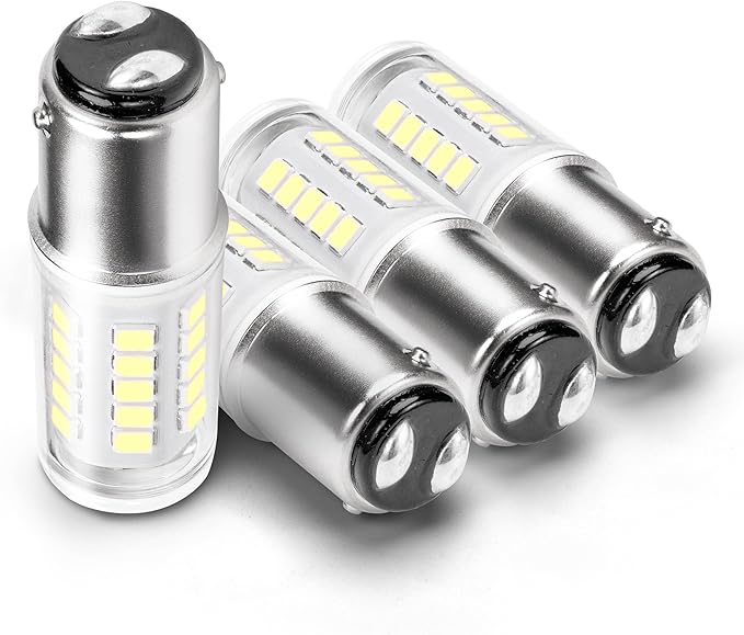 1142 Ba15d Led Bulbs 6000k White 12V-24V, Double Contact DC Bayonet Base 5W, 1004 1076 1176 90 1130 S8 68 78 96 LED Light Bulbs for Car Trailer RV Camper Boat Interior Marine Navigation Lights, 4Pack