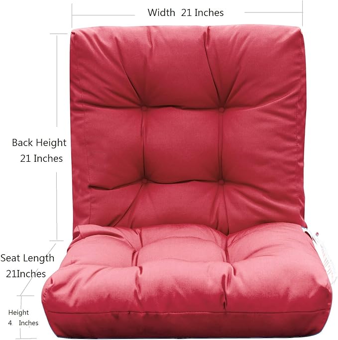 QILLOWAY Outdoor Chair Cushion for Patio Furniture, Waterproof Patio Cushions with Ties, Fade Resistant Replacement Pads for Outdoor Rocking Chairs,Red