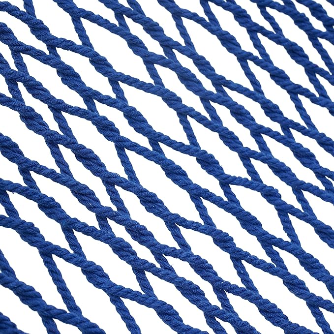Lazy Daze Hammocks 12FT Double Rope Hammocks, 2 Person Hand Woven Cotton Hammock with Spreader Bar for Outside, Patio, Poolside, FIT 13-15 FT Stand, Max 450 Lbs, Blue, 141 x 57 inches