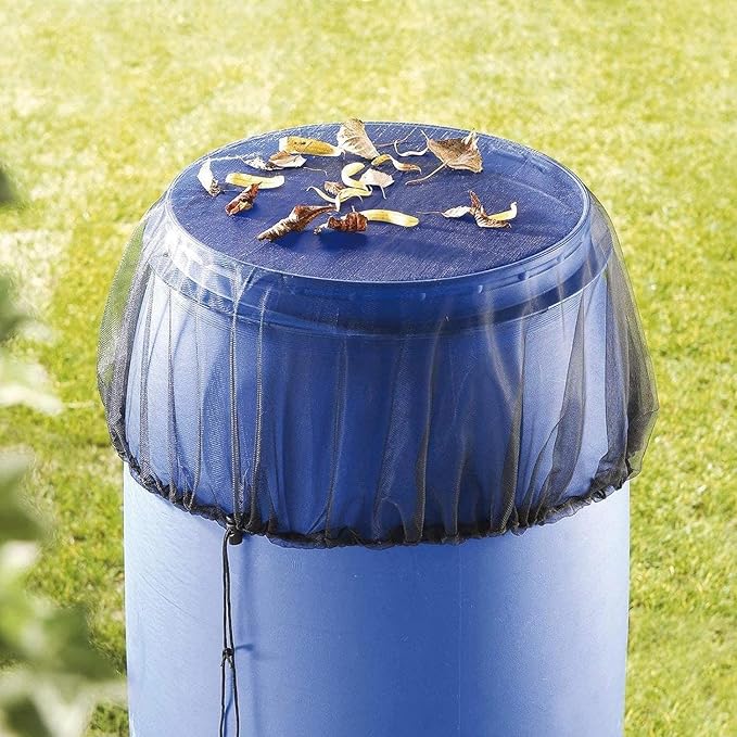 Mesh Cover for Rain Barrels - 39in Rain Barrel Netting with Drawstring, Water Collection Buckets Tank Protector Screen for Preventing Fallen Leaves in Outdoor Garden Eaves