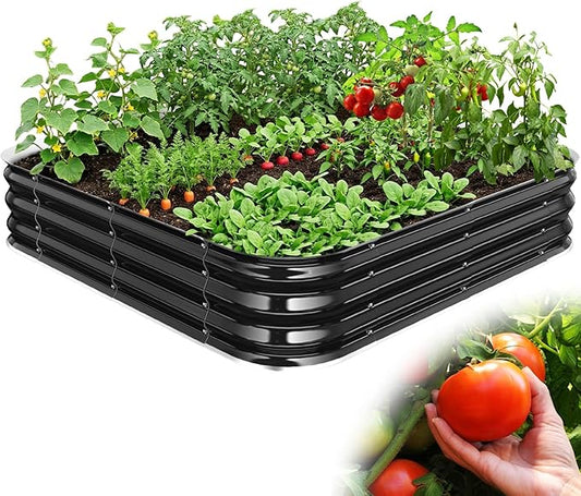 Galvanized Raised Garden Bed for Gardening, 4x4x1ft Large Square Metal Planter Boxes Outdoor for Vegetable,Flower,Herb,Modular Above Ground Growing Container,Black, Easy Assembly