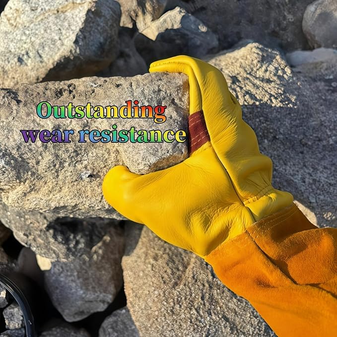 Gardening Gloves for Rose and Cactus Handling,Cow Leather Garden Gloves Thorn Proof,Gardening Gifts for Womens/Mens