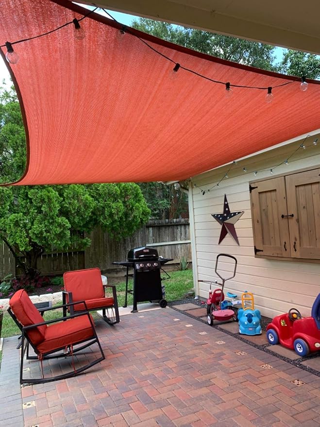 Sun Shade Sail Canopy, Patio Shade Cloth Outdoor Cover - Sunshade Fabric Awning Shelter for Pergola Backyard Garden Carport (Red, 6' x 10' Rectangle)