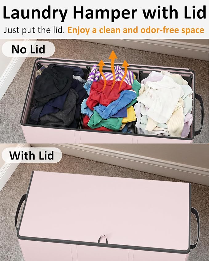 Optish 180L Laundry Hamper 3 Section, Large Hamper with Mesh Bags & Lid | Detachable 3 Inner Bags, Extra Large Laundry Basket Organizer for lots of Clothes, Pants, Bedroom, Bathroom, Load 50 lbs