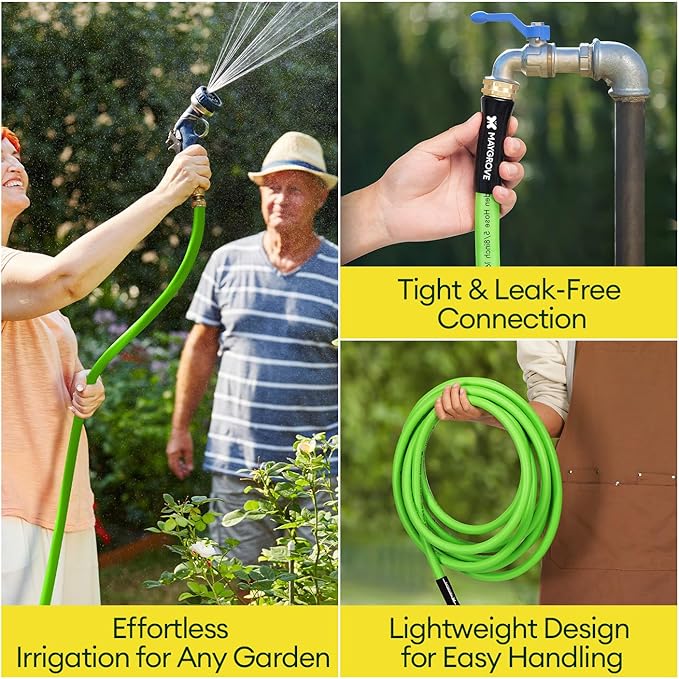 Maygrove 75 ft Garden Hose, 5/8 in ID, Heavy-Duty, Leakproof, Kink-Resistant Water Hose with Swivel Brass Fittings, 600 PSI Burst Rating, Ideal for Car Wash & Lawn Watering
