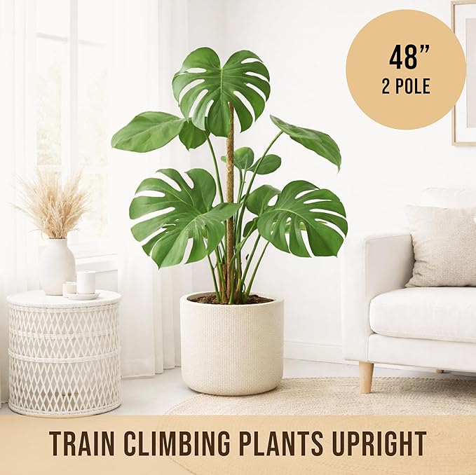 Moss Pole Monstera Plant Support, 2 Pack 48in Bendable Indoor Plant Stakes | Bendable Plant Stakes