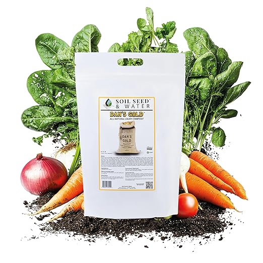Soil Seed & Water Dan’s Gold Organic Dairy Compost – Rich, Aged Compost for Garden Beds, Raised Beds & Soil Enrichment