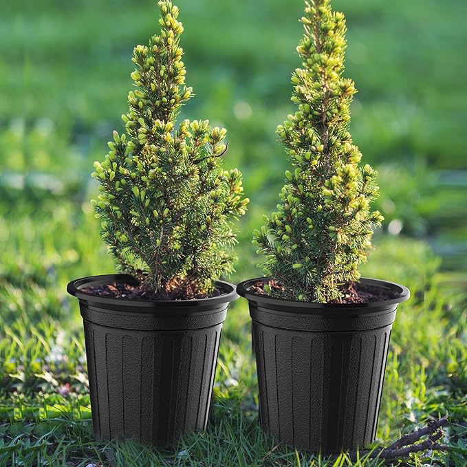 50 Pcs 2 Gallon Planter Nursery Pots, Seed Starting Pot Plastic Flower Seedling Pots with Drainage Holes Flexible Plant Container for Indoor Outdoor Garden Lawn Yard Plants Seedlings (50, 2 Gallon)