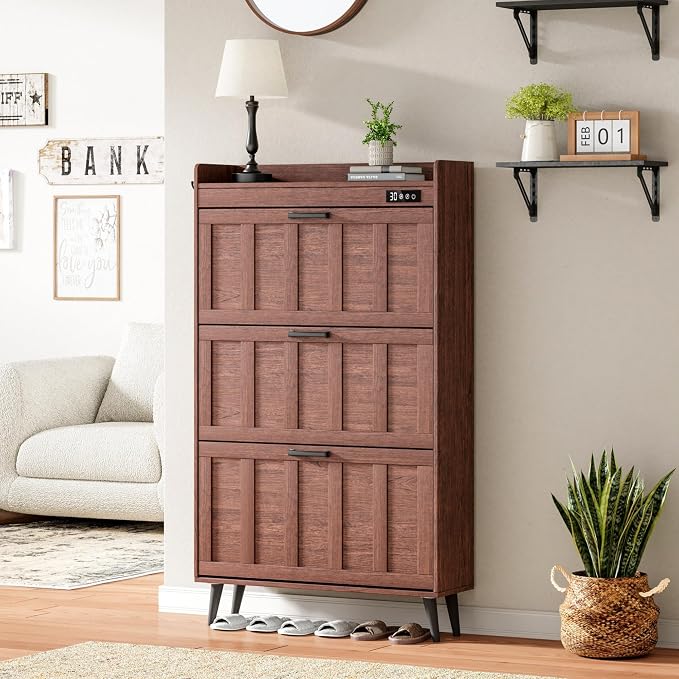 ChooChoo Shoe Storage Cabinet with 3 Flip Drawers and Deodorizer