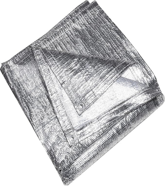 Thickened 90%-95% Aluminum Sun Shade Cloth with Grommets 10 FT x 10 FT - Shade Cover Canopy, Mesh Tarp Sun Screens - Silver Heat Reflective Tarp for Outdoor Pergola,Greenhouse,Patio,Garden,Lawn,Cars