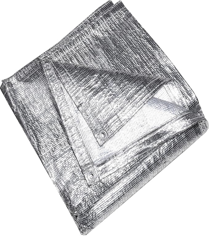 Thickened 90%-95% Aluminum Sun Shade Cloth with Grommets 6.5 FT x 8 FT - Shade Cover Canopy, Mesh Tarp Sun Screens - Silver Heat Reflective Tarp for Outdoor Pergola,Greenhouse,Patio,Garden,Lawn,Cars