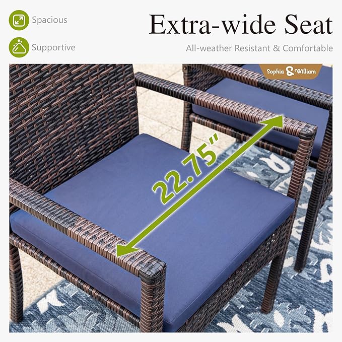 Sophia & William Patio Chairs Set of 8, 8 Pcs Lightweight Rattan Outdoor Dining Chairs, All-Weather Wicker Dining Chairs with Comfortable Seating
