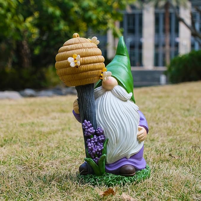 Zayton Solar Garden Outdoor Gnome Statues Yard Resin Decoration Gift Handmade Housewarming Gift for Patio Yard Lawn Waterproof Cracking