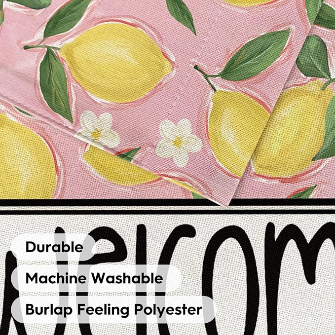 AVOIN colorlife Summer Lemon Garden Flag 12x18 Inch Double Sided Outside, Pink Welcome Seasonal Yard Outdoor Flag