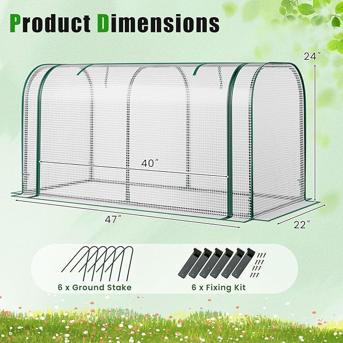 Giantex Raised Garden Bed with Cover, Wood Elevated Planter Box with Legs & Mini Greenhouse, Waterproof Sun-Protective PE Green House Cover, Outdoor Use for Fruit Vegetable Flower Herb (White+Natural)