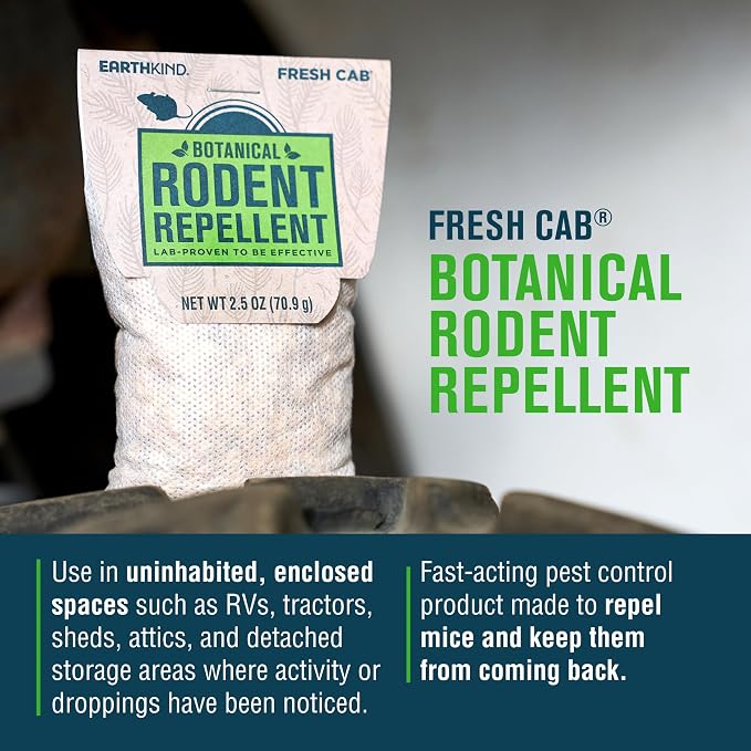 EarthKind Fresh Cab Rodent Repellent & Pouch Pod - Botanical Rodent & Mouse Repellent - Made with Plant Fibers & Essential Oils - New Packaging - 48-Pack, 1 Bucket