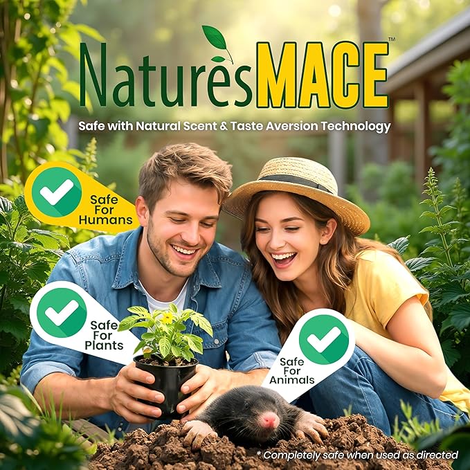 Nature's MACE Mole and Vole Mace, Mole Deterrent for Yard, 1 Gallon, 100% Pure Castor Oil, Lawns, Mole Repellent, Stop Tunneling, Mole Remover Treatment, Castor Oil Repellent, People, Pet, Plant Safe