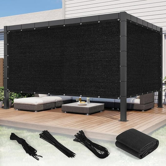 90% Shade Cloth with Grommets, 10 x 12 FT Sun Shade Tarp Pergola Shade Cover Canopy, UV Block Privacy Sun Screen for Outdoor, Patio, Garden, Porch and Deck, Black