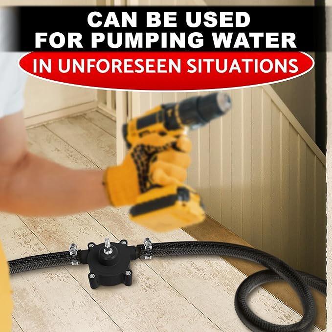Portable Electric Drill Pump For Water - Self Priming Liquid Transfer Drill Powered Water Pump for Pool Cover Draining, Rain Barrels and Garden Watering | Easy Hose Clamp Setup. Great for Warm Season