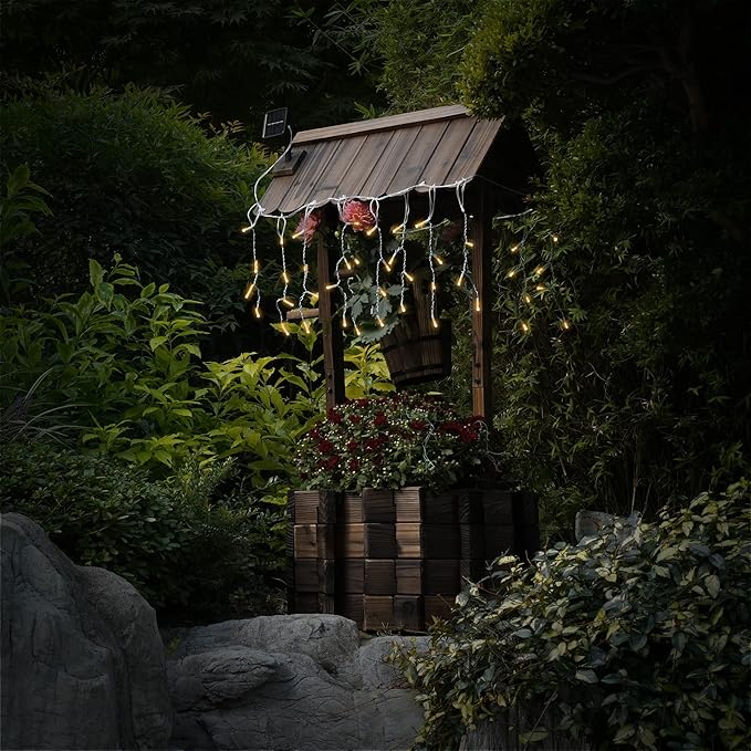 Notume Garden Wooden Decor Rustic Wishing Well with Light Planter Outdoor Home Décor for Patio, Upgrade Wishing Well Garden, Yard Hanging Bucket Patio Lawn Backyard Home Decor