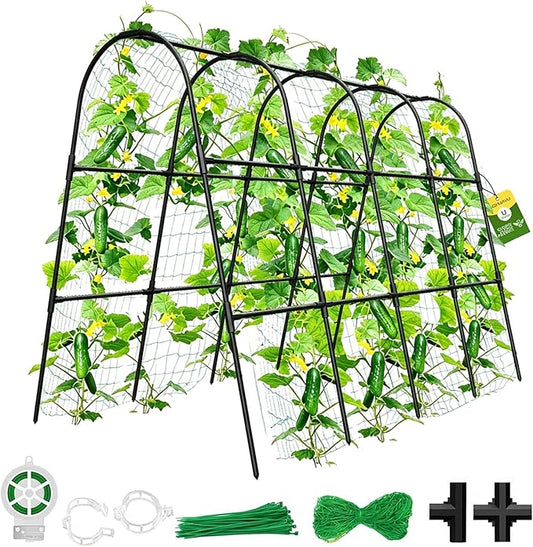 Cucumber Trellis for Raised Bed,U-Shape Garden Trellis for Climbing Plants Outdoor, Metal Arch Vegetables Trellis, Plant Support for Vine (Black, 63" Lx21.6 Wx47.2 H-Large)