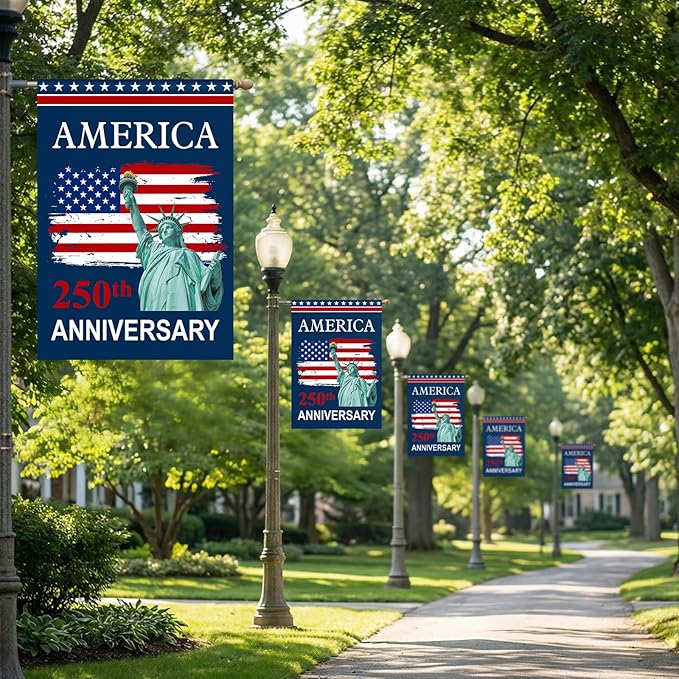 250th Anniversary USA Flag - 12x18 Inch Double Sided Garden Flag, Patriotic Statue of Liberty Flag, 4th of July Decorations Outdoor, 1776-2026 Independence Day Yard Lawn Porch Decor