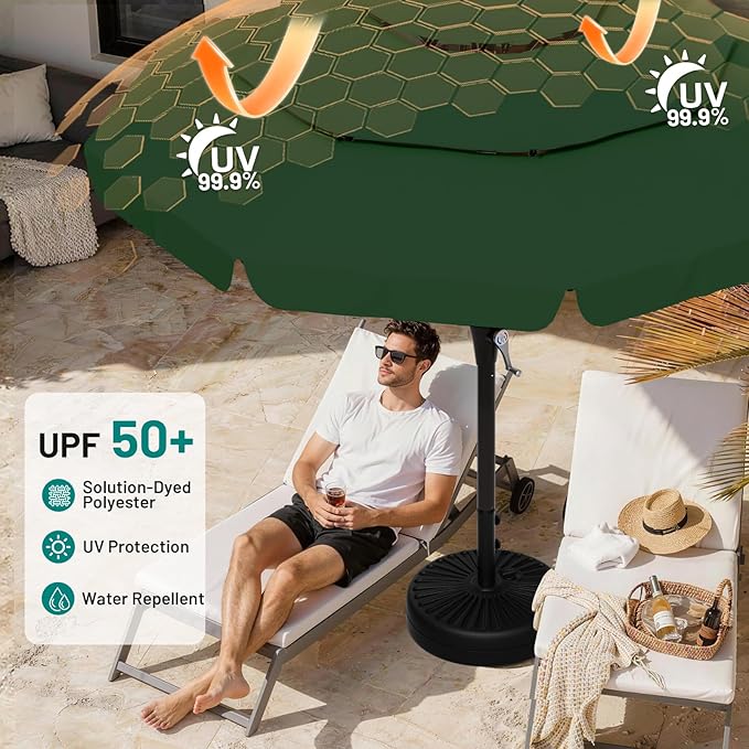 AreShark 11FT 3-Tiers Patio Umbrella with Valance, Outdoor with Crank, Large Outdoor Market Umbrellas Vented with 8 Sturdy Ribs, Patio Table Umbrellas for Garden, Deck, Backyard, Pool, Dark Green