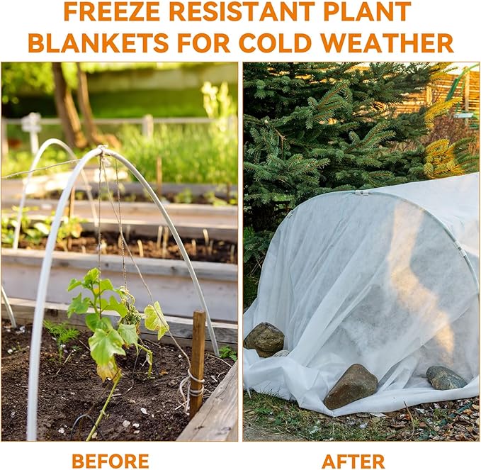 Uiifan 3 Pcs Plant Cover Freeze Protection 10 x 33 ft Floating Row Blanket Reusable Garden Bed Cover Frost Cloth Frost Blankets for Outdoor Plants Winter Cold Weather Pest Overheat Fabric(White)