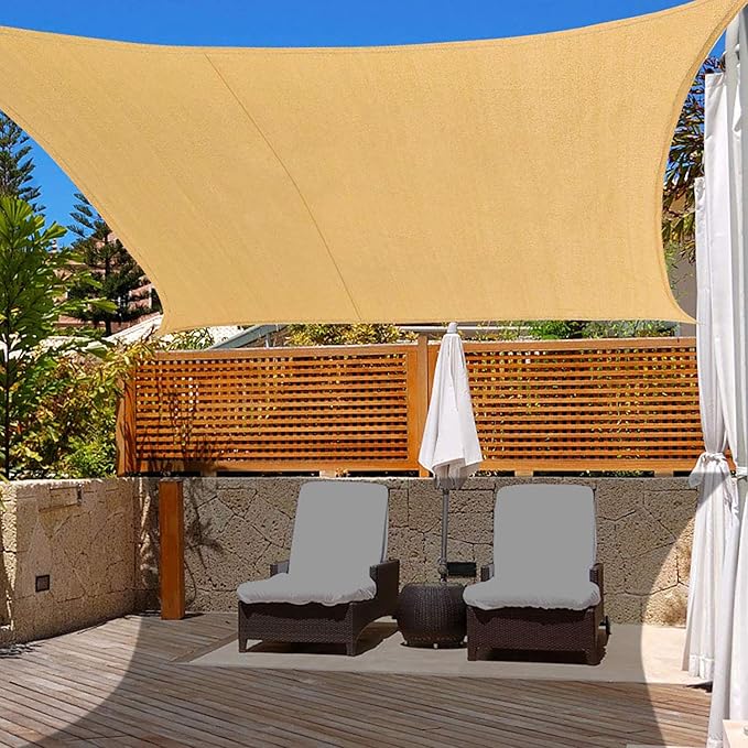 Shade&Beyond Sun Shade Sail Canopy Rectangle 16'x16' Sail Shade Sand Sun Shades for Patio, (We Make Custom Size)