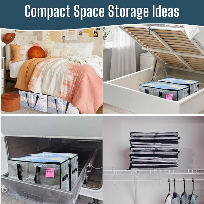 VENO Moving Bags, Storage Bags, Wide Open Top, Clear, 6 Pack