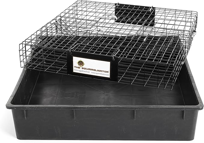 Rugged Ranch 4‑Pack Squirrelinator Multi‑Catch Squirrel Trap with Basin, Wire Cage, 25"x15"x6.5" Each - Live Catch‑and‑Release, 2‑Door Humane Rodent Control, No‑Poison Outdoor Use