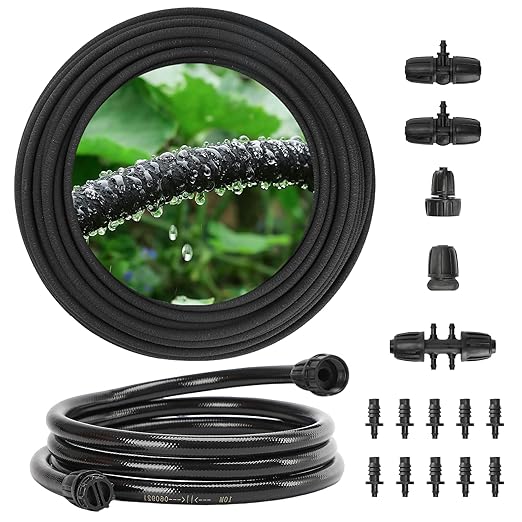 MIXC Drip Irrigation System with 100FT 1/4" Soaker Hose - 80% Water Savings, Weeping Tech for Deeper Root Watering, Garden Kit with 10FT 1/2" Tubing for Raised Beds, Vegetables, Lawn, Greenhouse