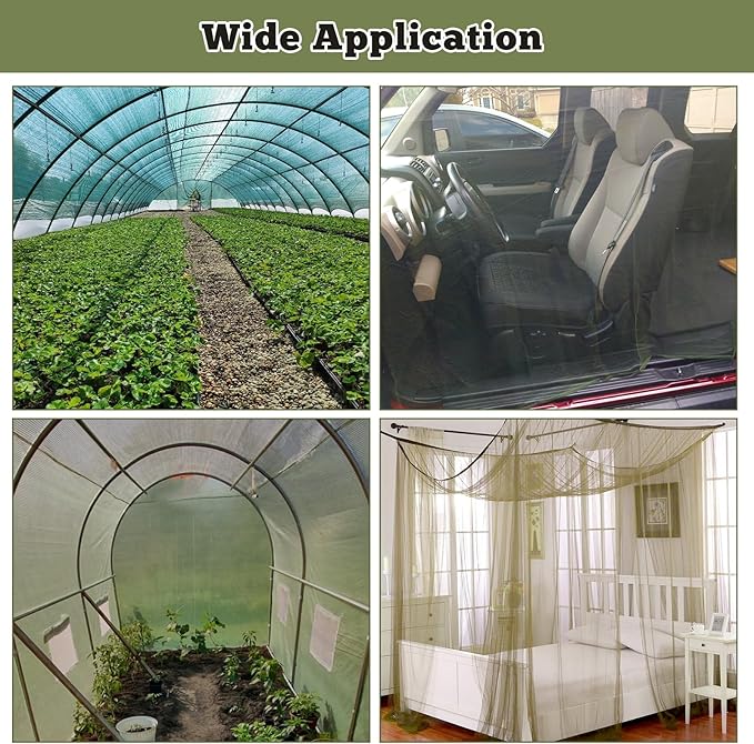 39 x 10 Ft Mosquito Netting for Garden Patio, Breathable Mesh Net for Bird and Insect Protection, Plant Cover for Vegetables, Fruits and Flowers, 3x12m Green