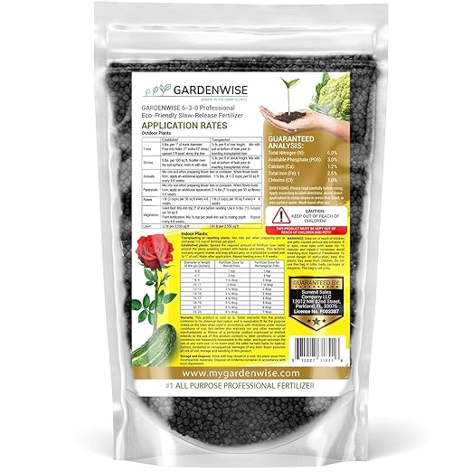 GARDENWISE 6-3-0 All-Purpose Professional Eco-Friendly Slow-Release Nitrogen Fertilizer with Iron & Calcium,Non-Burning, Enhances Soil Structure,for Indoor&Outdoor Plants,Vegetable Gardens (5 QUARTS)