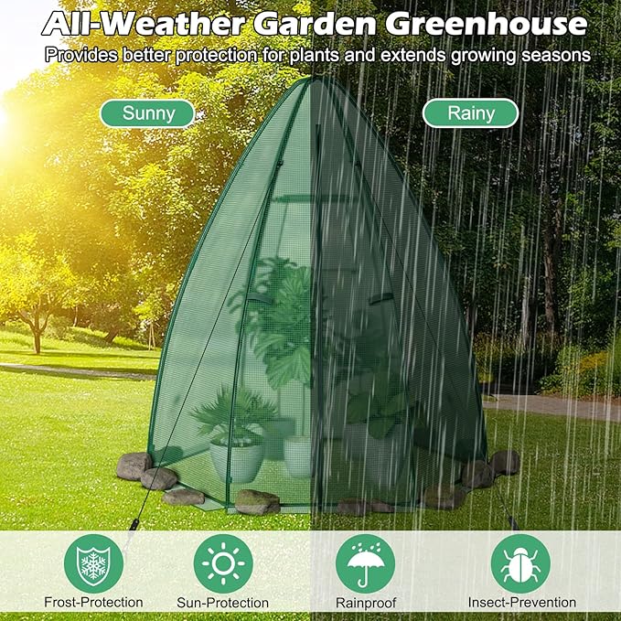 S AFSTAR Portable Mini Greenhouse, Garden Greenhouse W/ All-Weather PE Cover, Roll-up Door, Mesh Window, Outdoor Plant Green-House for Cold & Frost Protection, Garden Tent for Pot Plant