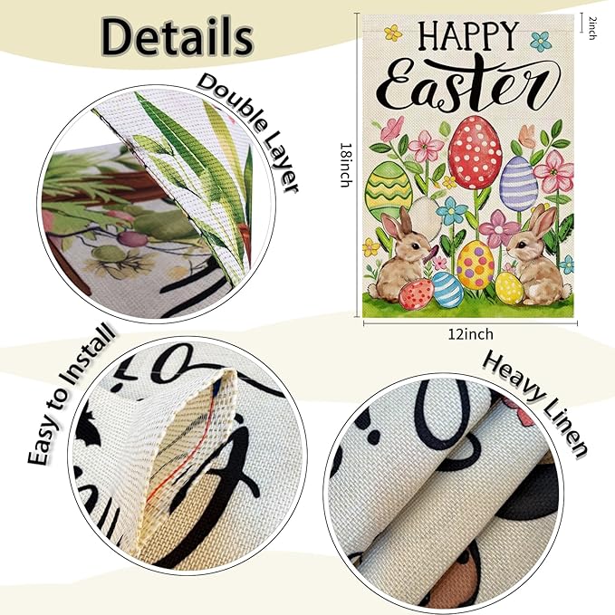 Seasonal Garden Flags Set of 12 Double Sided 12 x 18 Inch Garden Flags, Small Yard Flags for Outside, Patriotic Spring Garden Flag Outdoor Decor, Holiday Garden Decorations for All Seasons