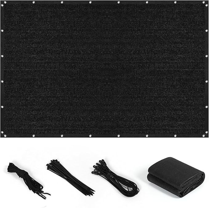 90% Shade Cloth with Grommets, 10 x 12 FT Sun Shade Tarp Pergola Shade Cover Canopy, UV Block Privacy Sun Screen for Outdoor, Patio, Garden, Porch and Deck, Black