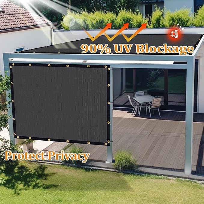 Shade&Beyond Customized Size 18' X 24' Shade Cloth with Grommets, 90% UV Protection UV Protection Mesh Tarp Sun Screens for Patio GN01, Dark Gray