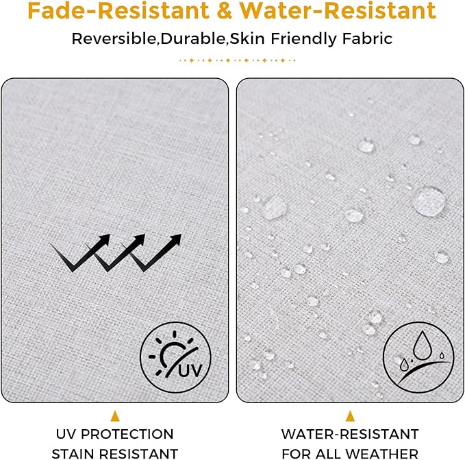 FUNHOME Outdoor Chair Cushions 19 x19 Inch,Water Resistant Tufted Seat Cushions 19",Reversible,Weather Resistant,Rounded Back Wicker Chair Cushion for Patio Garden Furniture(Cloud Gray)
