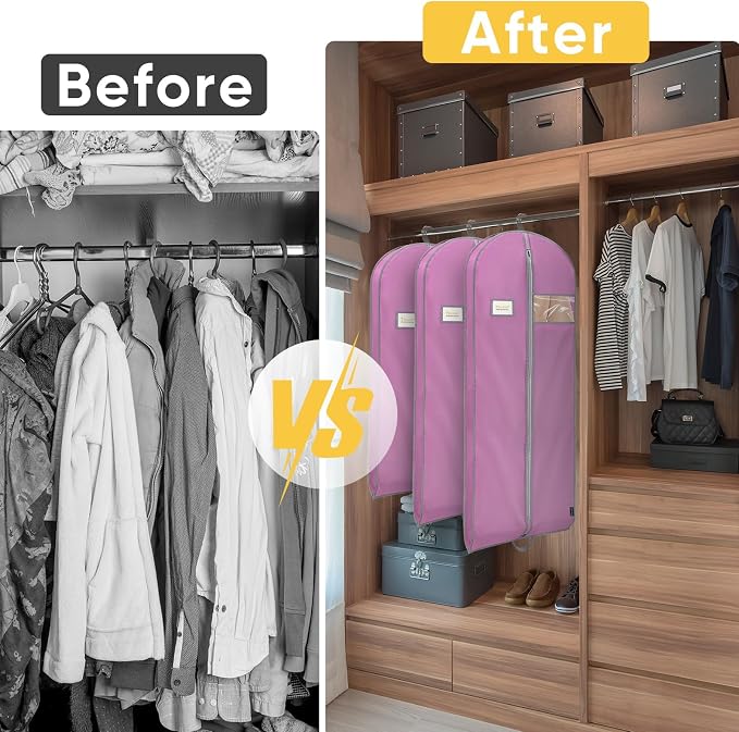 BALEINE 1PK Garment Bags for Hanging Clothes, 60" Suit Bag for Travel